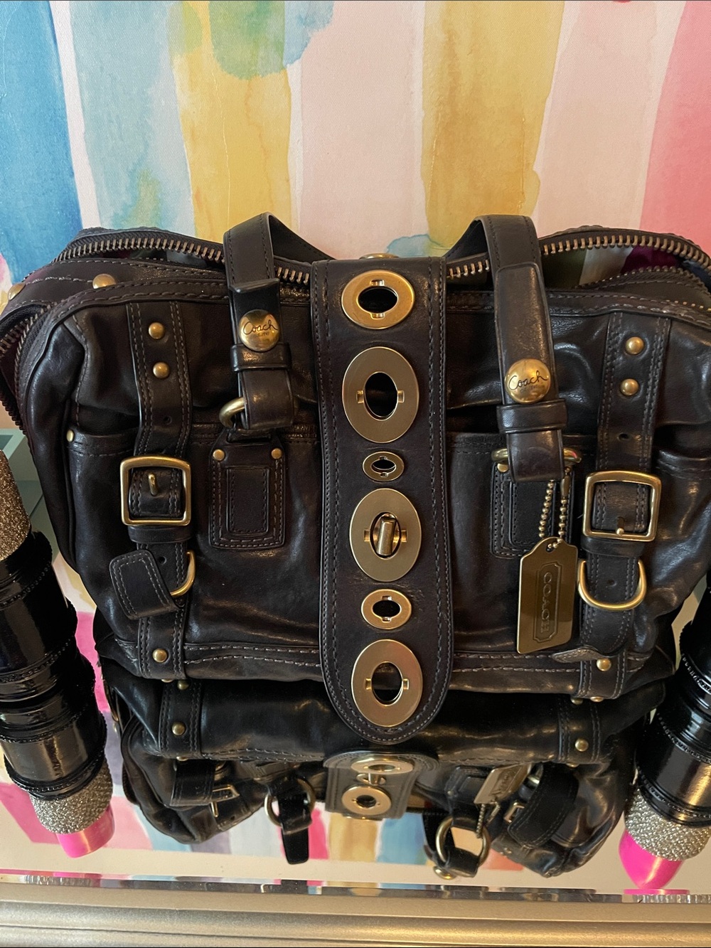 Coach Legacy Leather Lily Satchel in Black with brass hardware